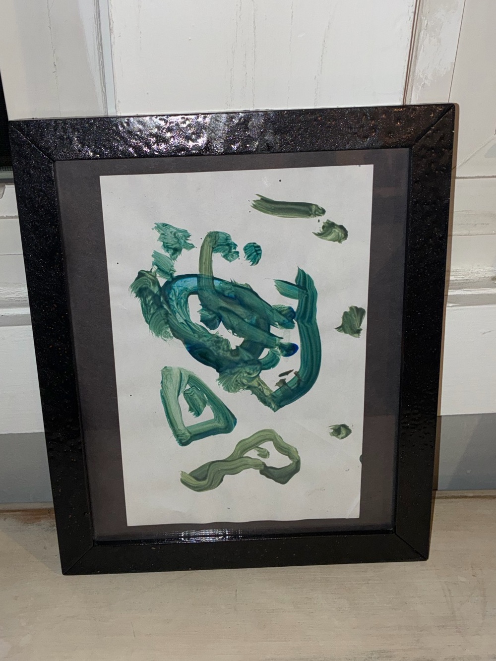 Framed Abstract Green Brushstroke Wall Art